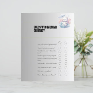 Guess Who Mom or Dad Baby Shower Game