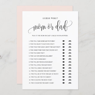 Guess Who Mom or Dad Black Script Baby Shower Card