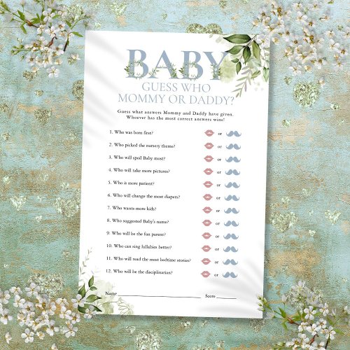Guess Who Mommy Daddy Greenery Baby Shower Game