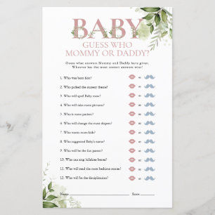 Guess Who Mommy Daddy Greenery Baby Shower Game