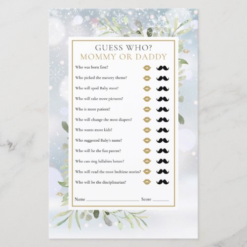 Guess Who Mommy Daddy Winter Baby Shower Game