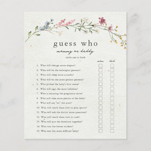Guess Who Mommy or Daddy Baby Shower Game