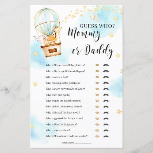Guess who mommy or daddy Baby Shower Game