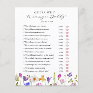 Guess Who Mommy or Daddy Baby Shower game card