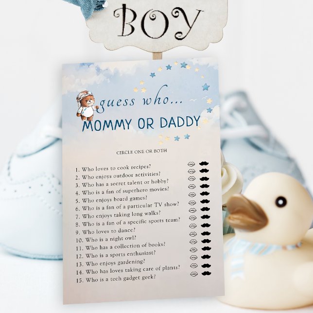 Guess Who Mommy or Daddy Baby Shower game card (Creator Uploaded)