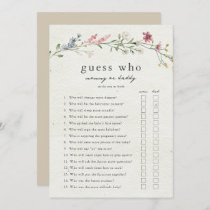 Guess Who Mommy or Daddy Baby Shower Game Invitation