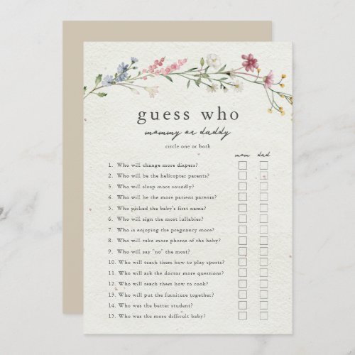 Guess Who Mommy or Daddy Baby Shower Game Invitation