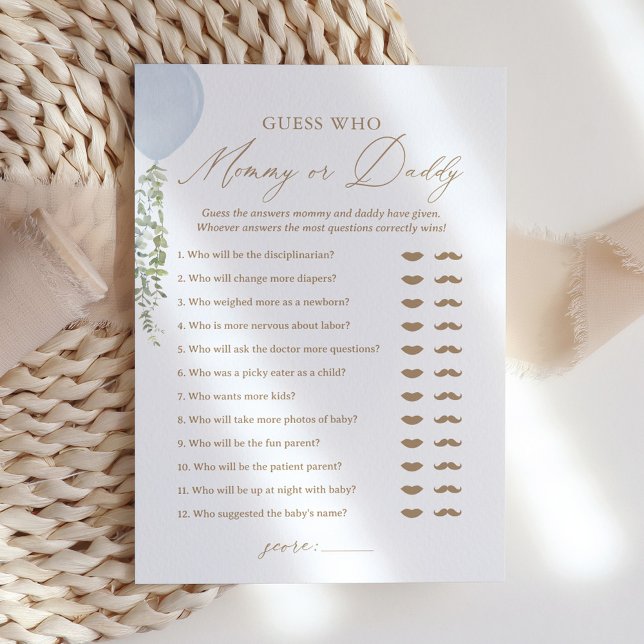 Guess Who Mommy or Daddy Balloon Baby Shower Game Invitation (Creator Uploaded)