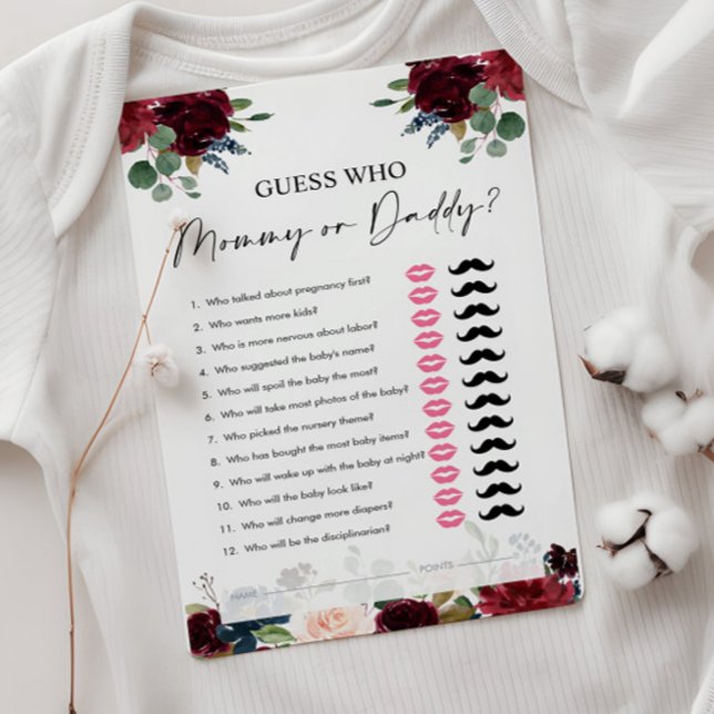 Guess Who, Mommy or Daddy, Boho Baby Shower Game (Creator Uploaded)