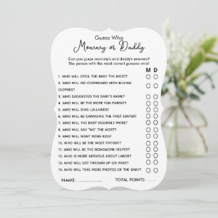 Guess Who Mommy or Daddy Game Baby Shower Card