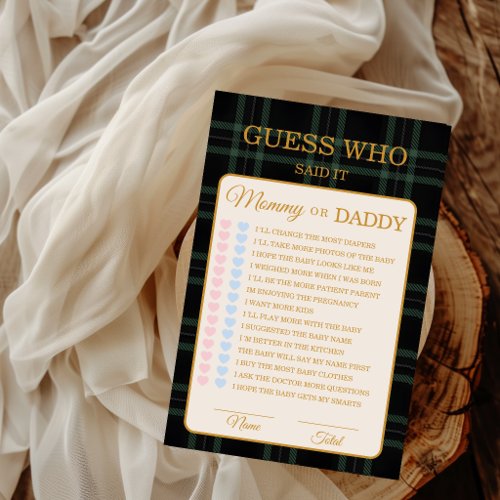 Guess Who Mommy or Daddy Game Card Teddy Bear