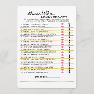 Guess Who- Mommy or Daddy Game Menu