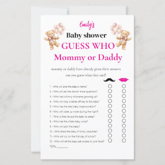 Guess Who? Mommy or Daddy Girl Baby Shower Game