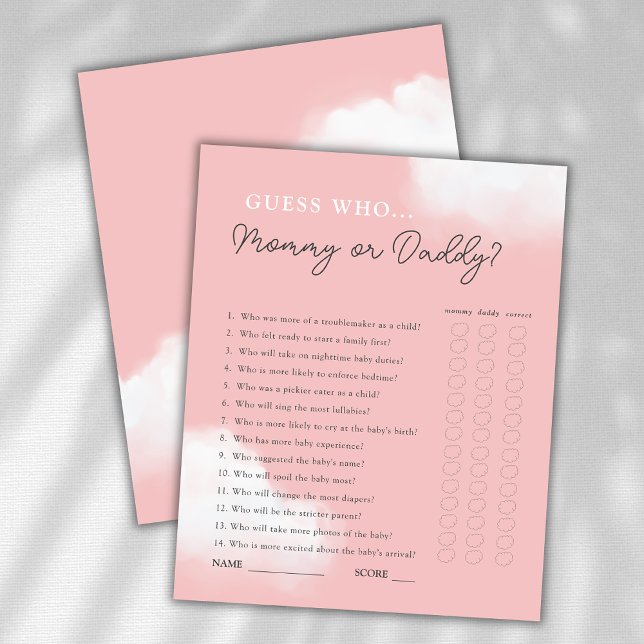 Guess Who Mommy or Daddy Girl Baby Shower Game (Creator Uploaded)