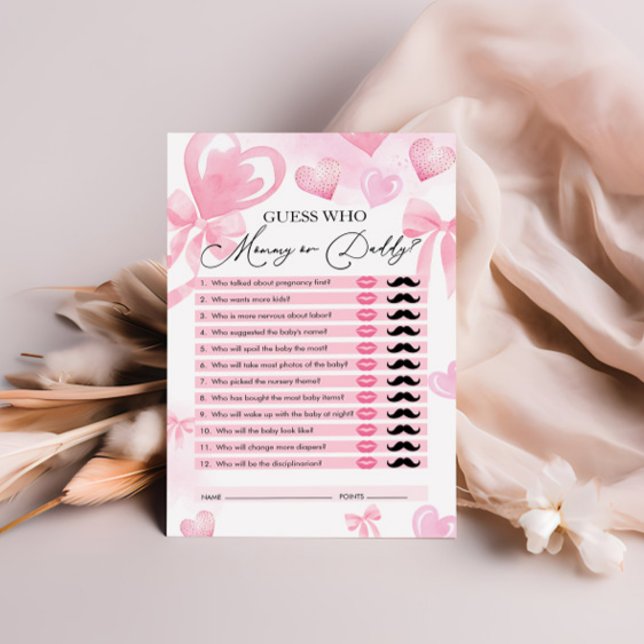 Guess Who, Mommy or Daddy, Heart Baby Shower Game (Creator Uploaded)