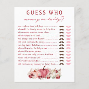 Guess Who Mommy Or Daddy Pumpkins Baby Shower Game