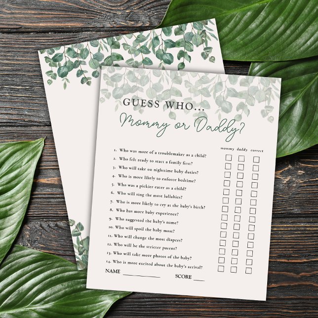 Guess Who Mommy or Daddy Safari Baby Shower Game (Creator Uploaded)