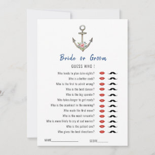 'Guess Who' Nautical Anchor Bridal Shower game Invitation