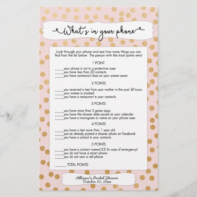 Guess who + phone games, blush gold bridal 3984 flyer (Front)