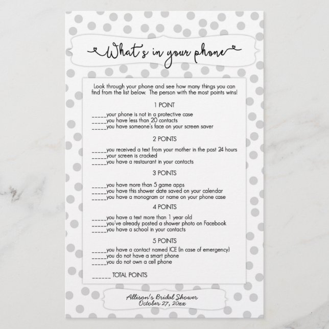 Guess who + phone games, grey dot bridal 3985 (Front)