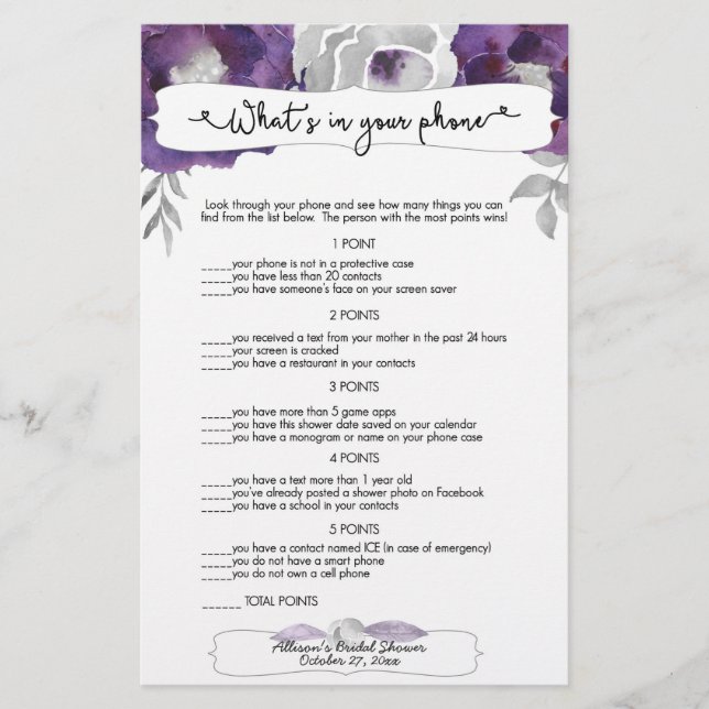 Guess who + phone games, purple gray floral 3963 (Front)