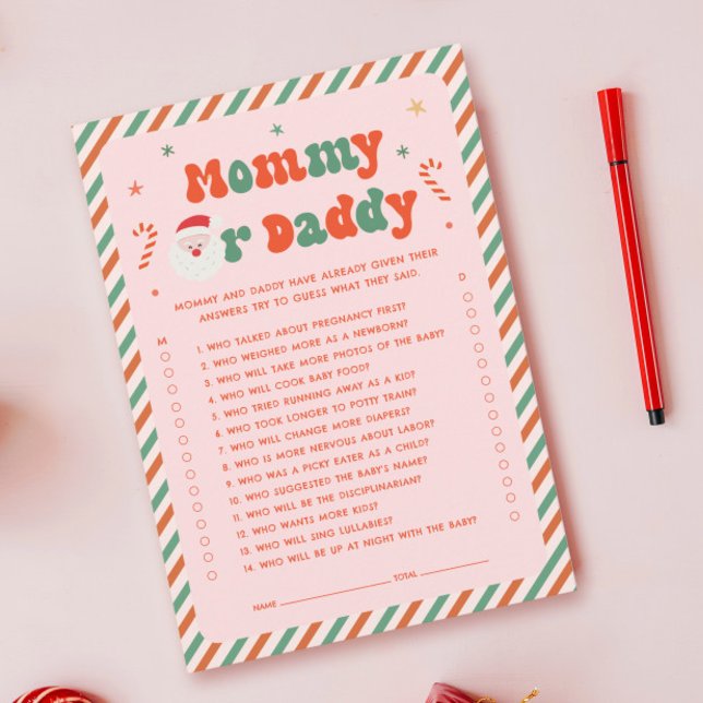 Guess Who Pink Christmas Baby Shower Game Card (Creator Uploaded)