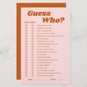 Guess who Retro Disco Bridal Shower Game
