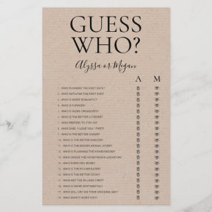Guess Who Rustic LGBTQ Bridal Shower Game