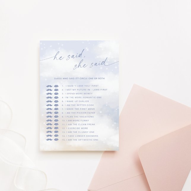 Guess Who Said It Cloud 9 Bridal Shower Game Invitation (Creator Uploaded)