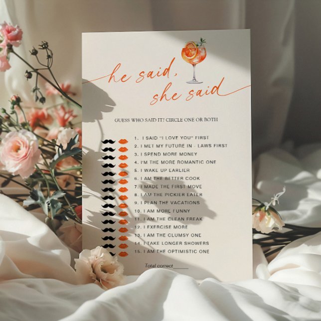 Guess Who Said It Cocktail Bridal Shower Game (Creator Uploaded)