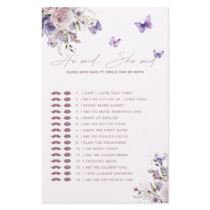 Guess Who Said It Mauve Butterfly Game Card