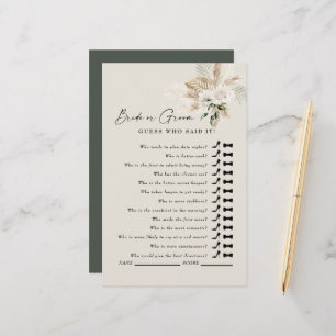 Guess Who Said It? Pampas Sage Bridal Shower