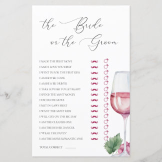 Guess Who Vino before Vows Bridal Shower Game