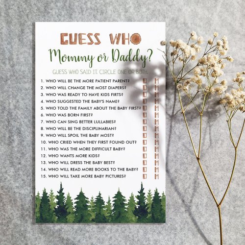 Guess Who Woodland Baby Shower Game  