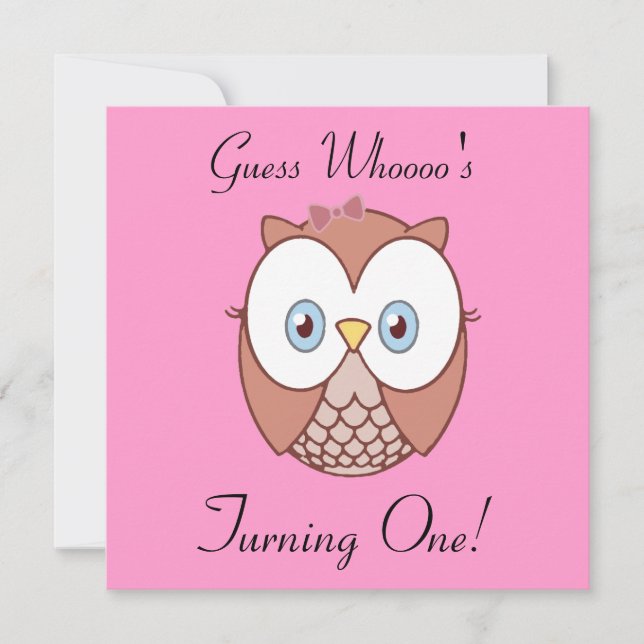 Guess Whoooo's , Turning One? Invitation (Front)