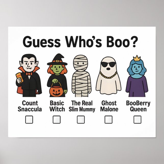 Guess Who's Boo Halloween Party Game 2025 Poster (Front)