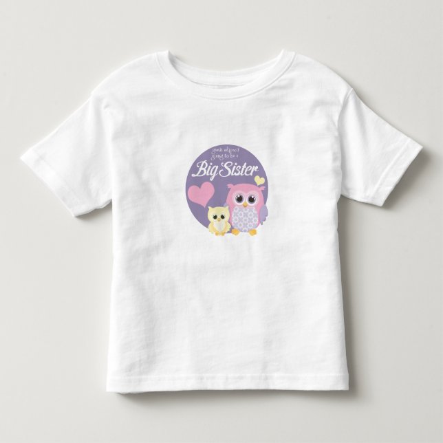Guess Who's Going to Be a Big Sister? Pastel Owls Toddler T-shirt (Front)