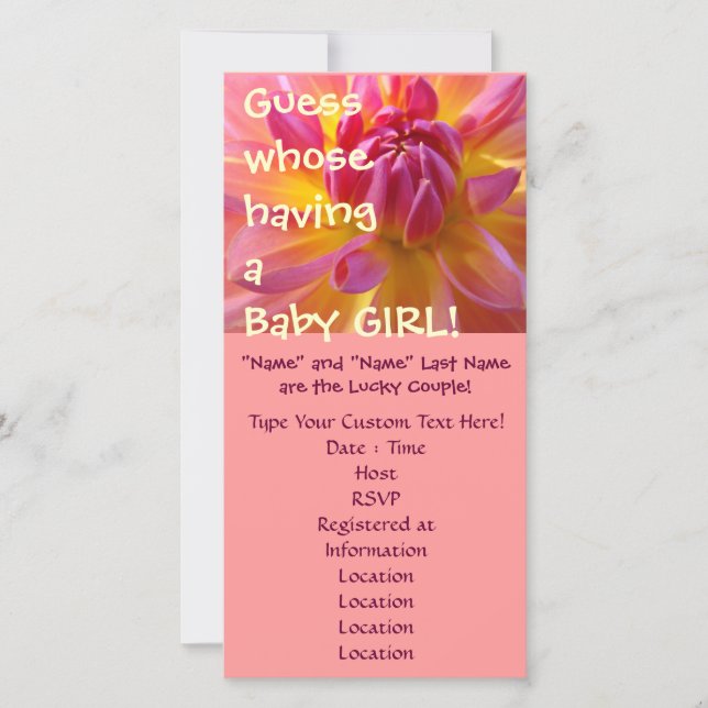 Guess whose having a Baby Girl! Shower invitations (Front)