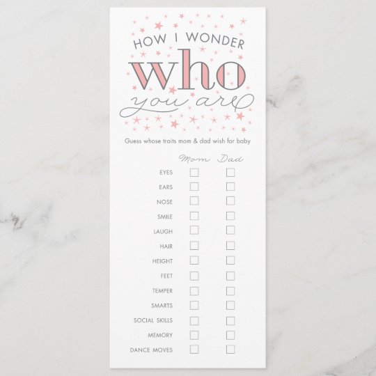 Guess Whose Traits Baby Shower Game Card Zazzle Com