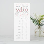 Guess Whose Traits Baby Shower Game Card (Standing Front)