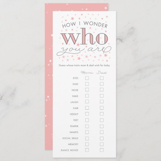 Guess Whose Traits Baby Shower Game Card (Front/Back)