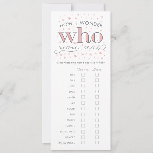 Guess Whose Traits Baby Shower Game Card (Front)