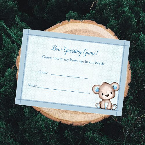 Guessing Count Baby Shower Game Cute Brown Bear Enclosure Card