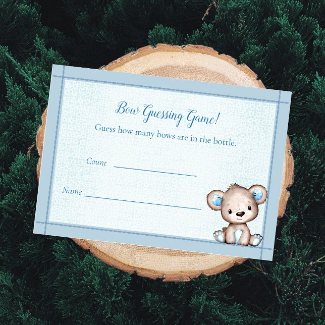 Guessing Count Baby Shower Game Cute Brown Bear Enclosure Card (Creator Uploaded)