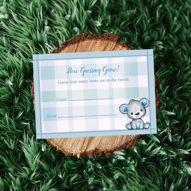 Guessing Count Game Cute Bear Boy Baby Shower Game Enclosure Card (Creator Uploaded)