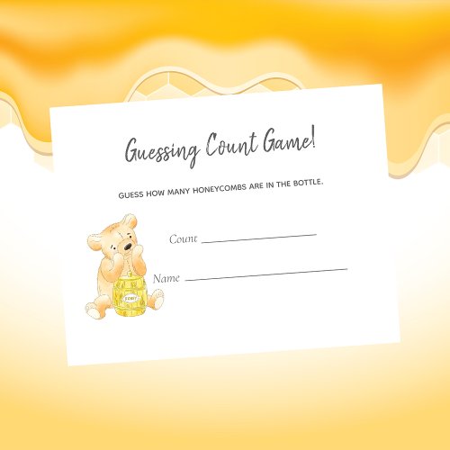 Guessing Count Game Teddy Bear and Bee Enclosure Card