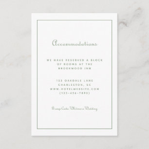 Guest Accommodations Sage Green Details Wedding Enclosure Card