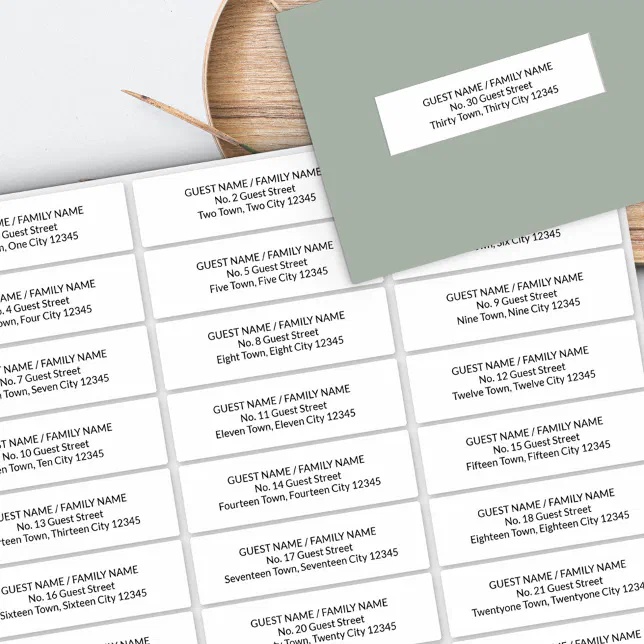 Guest Address Labels for 30 Invitation Envelopes Zazzle