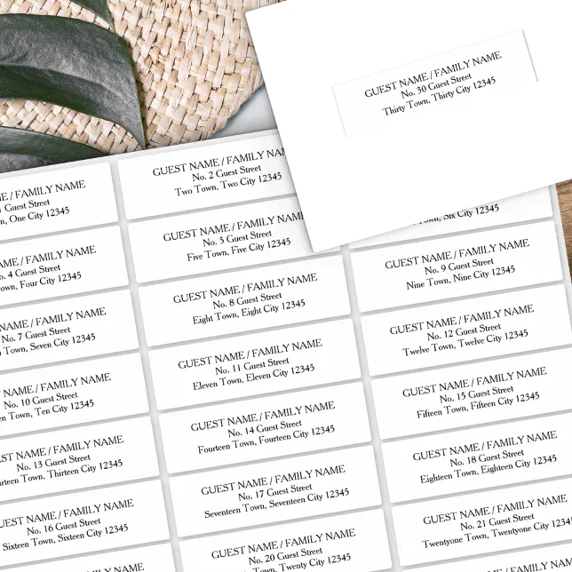 Guest Address Labels for 30 Invitation Envelopes | Zazzle