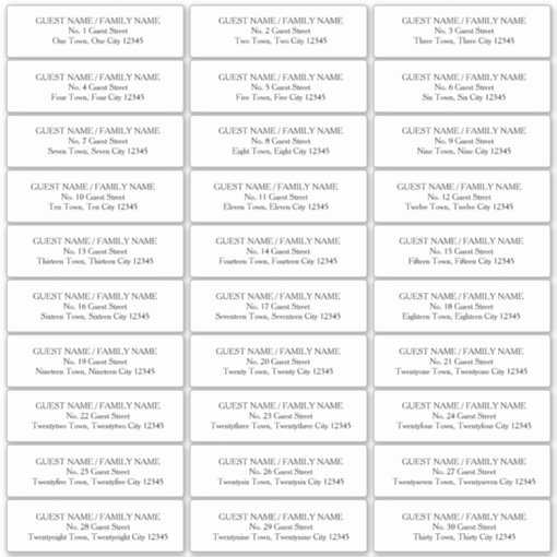 Guest Address Labels for 30 Invitation Envelopes | Zazzle